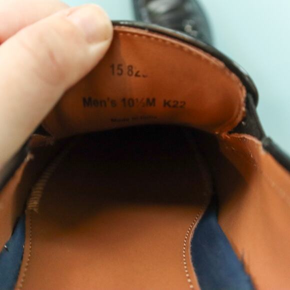 Johnston & Murphy Black Almond Toe Silver Horsebit Loafers Mens Size 10.5 - Picture 9 of 9